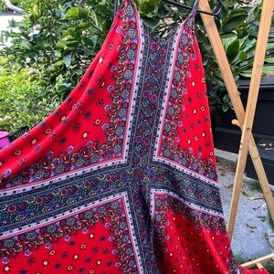 Bohemian Red Floral Maxi Dress